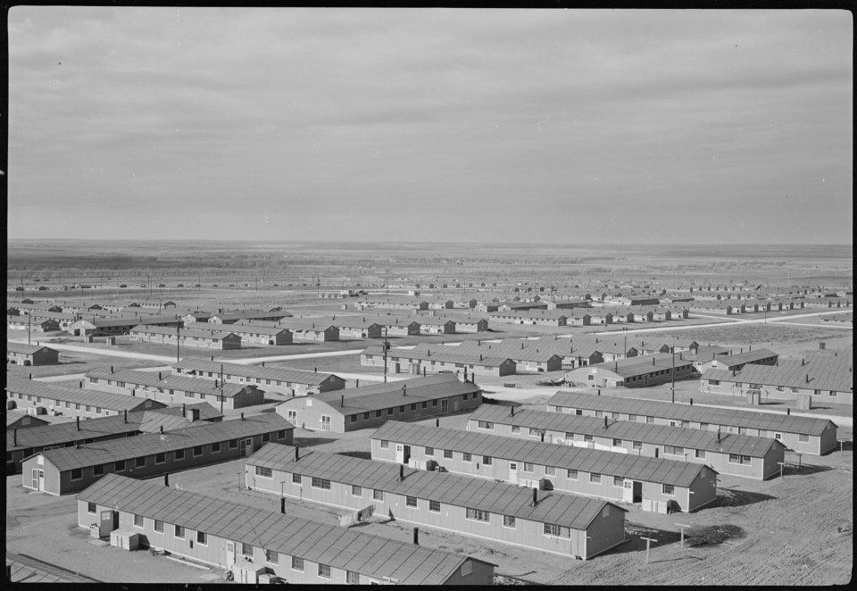Granada Relocation Center, Amache, Colorado. A view of the Granada Center looking northwest from th . . . - NARA - 536557