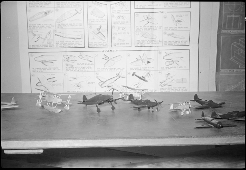 Granada Relocation Center, Amache, Colorado. Amache High School model airplane display. - NARA - 537276