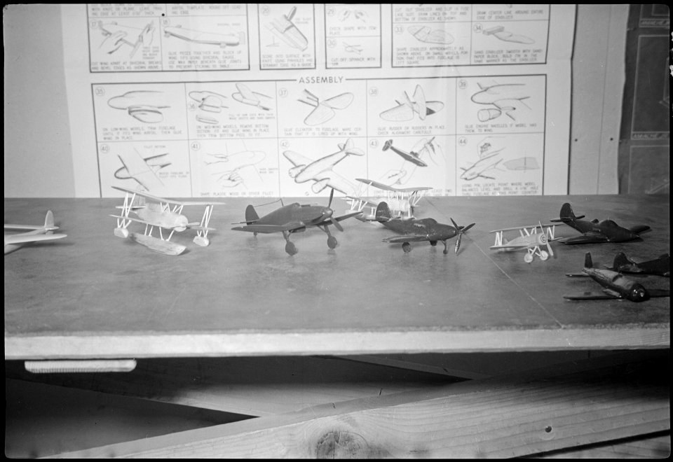 Granada Relocation Center, Amache, Colorado. Amache High School model airplane display. - NARA - 537277