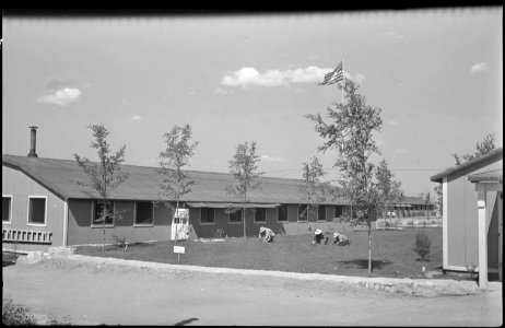 Granada Relocation Center, Amache, Colorado. A view of the administrative building looking towards . . . - NARA - 537272