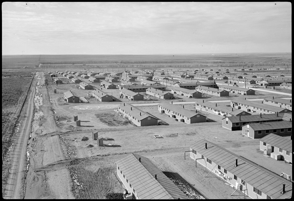 Granada Relocation Center, Amache, Colorado. A view of the Granada Center looking west from the wat . . . - NARA - 536559