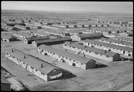 Granada Relocation Center, Amache, Colorado. A view of the Granada Center looking northwest from th . . . - NARA - 536558
