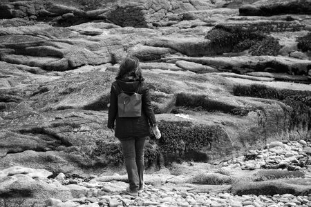 Walking alone coast photo