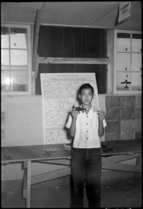 Granada Relocation Center, Amache, Colorado. Amache High School model airplane display. - NARA - 537278