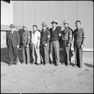 Granada Relocation Center, Amache, Colorado. Chief of Internal Security, Tomlinson and a group of h . . . - NARA - 539105