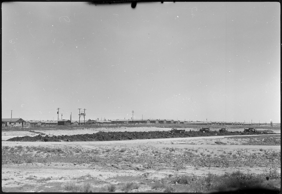 Granada Relocation Center, Amache, Colorado. Coal on storage slab. - NARA - 537223