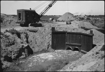 Granada Relocation Center, Amache, Colorado. Flood control structure on the Manvell Ditch. - NARA - 537219
