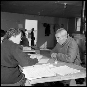 Granada Relocation Center, Amache, Colorado. Elizabeth Evans, Japanese speaking member of the Educa . . . - NARA - 539287