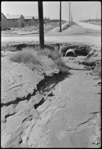 Granada Relocation Center, Amache, Colorado. Flood damage to G Street. - NARA - 537231