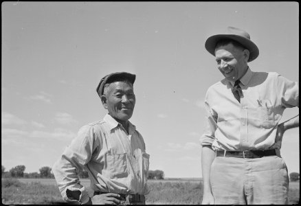 Granada Relocation Center, Amache, Colorado. Jitsumi Abe, unit supervisor, and John N. Spencer, Chi . . . - NARA - 537189
