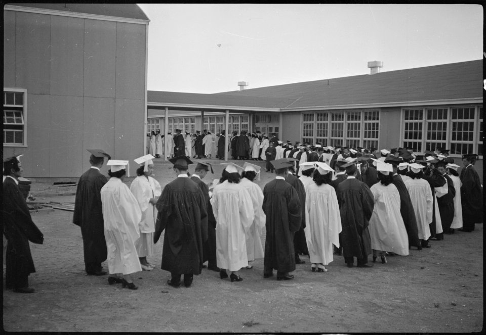 Granada Relocation Center, Amache, Colorado. High School commencement. - NARA - 537215