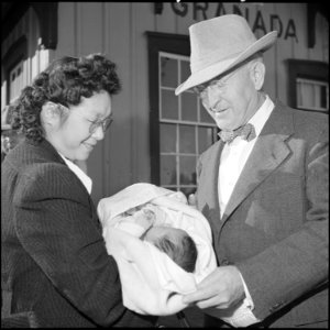 Granada Relocation Center, Amache, Colorado. Nancy Oki, last baby born in the Amache Relocation Cen . . . - NARA - 539901 photo