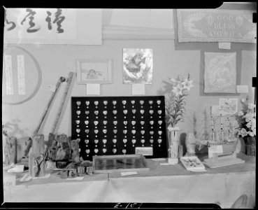 Granada Relocation Center, Amache, Colorado. Miscellaneous wwod work exhibited at the Arts and Craf . . . - NARA - 539290