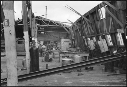 Granada Relocation Center, Amache, Colorado. Interior of motor pool garage at Granada Center, showi . . . - NARA - 539613