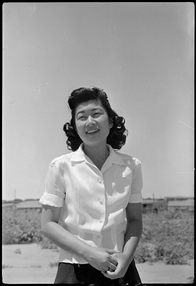 Granada Relocation Center, Amache, Colorado. Miss Marion Konishi, who made the commencement speech . . . - NARA - 537226