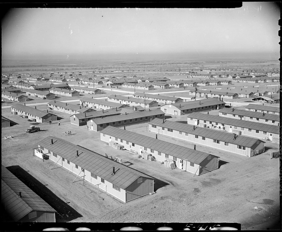 Granada Relocation Center, Amache, Colorado. Overlooking the Amache Relocation Center near Granada, . . . - NARA - 538996