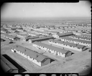 Granada Relocation Center, Amache, Colorado. Overlooking the Amache Relocation Center near Granada, . . . - NARA - 538996