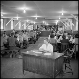 Granada Relocation Center, Amache, Colorado. Staff mess hall which serves members of the appointed . . . - NARA - 539941
