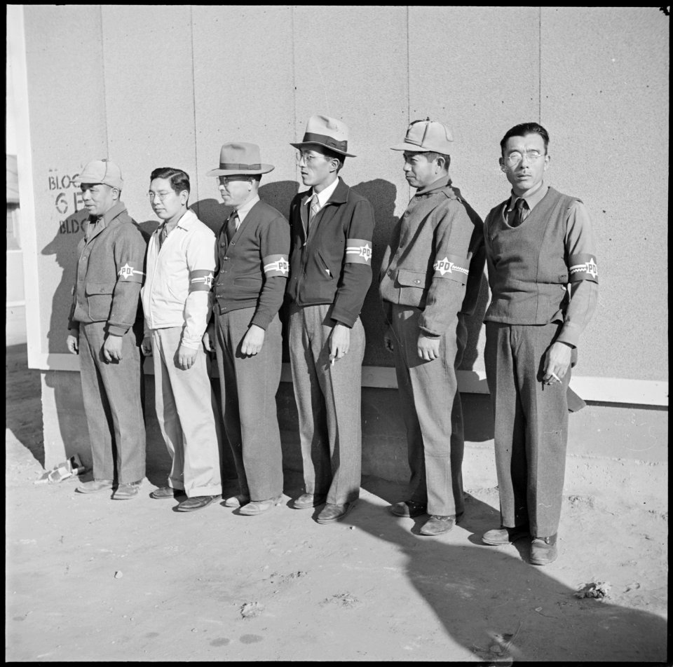 Granada Relocation Center, Amache, Colorado. Six volunteers of the civilian police demonstrate thei . . . - NARA - 539107