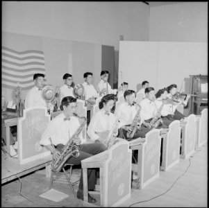 Granada Relocation Center, Amache, Colorado. The High School dance orchestra at the Granada Relocat . . . - NARA - 539731