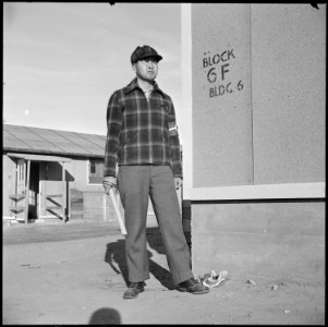 Granada Relocation Center, Amache, Colorado. Volunteer civilian police, such as this patrolman, gua . . . - NARA - 539098