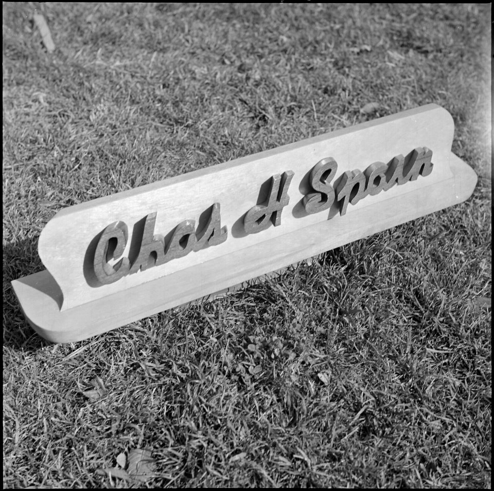 Granada Relocation Center, Amache, Colorado. Woodcarving - Name Plate - Granada Project, Amache, Co . . . - NARA - 539911