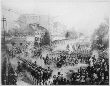 Grand review of Union troops, May 23-24, 1865, looking down Pennsylvania Avenue toward the Capitol, 05-23-1865 - 05-24-1 - NARA - 530486
