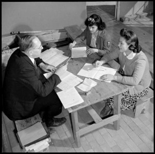 Granada Relocation Center, Amache, Colorado. Miss Mary Saito and Miss Alice Yamaoka, young Nisei re . . . - NARA - 539285