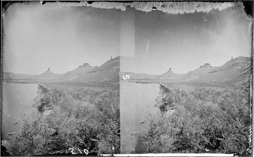 Green River, above Flaming Gorge. Old nos. 424, 279, 58. Beaman photo, 1871. - NARA - 517844