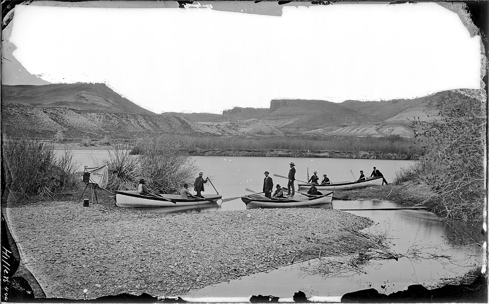 Green River Station, Wyoming. U.P. Railway 1871. Powell party ready to start, 1871 - 1878 - NARA - 517806