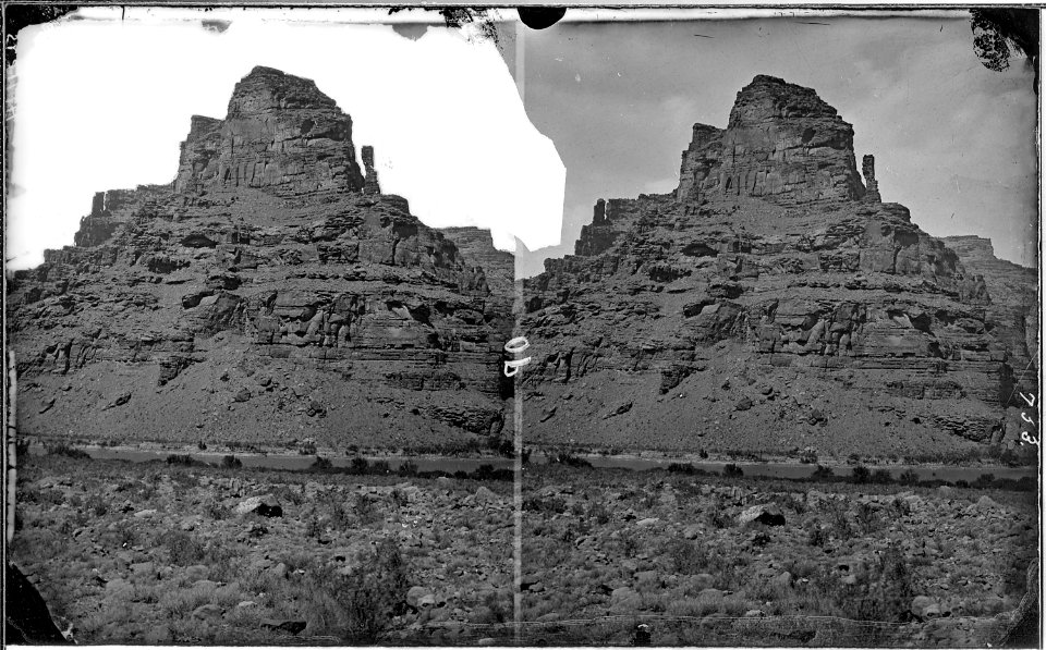 Green River. Canyon of Desolation. Shows canyon wall with river at the foot of it flowing smoothly. - NARA - 517946