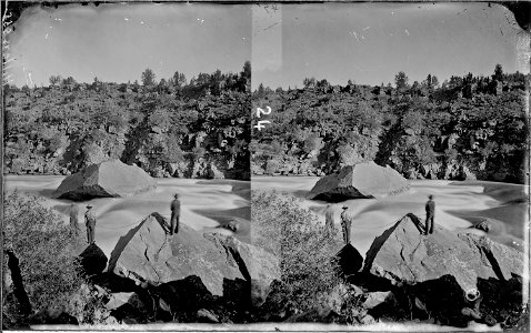 Green River. Red Canyon, Ashley Falls, portage of boats. Beaman photo, 1871. This photo shows two - NARA - 517867