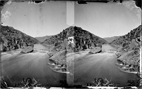 Green River. Red Canyon, Ashley Falls, 1871, after portage of the boats was made on right of the picture. No. 555... - NARA - 517866 photo