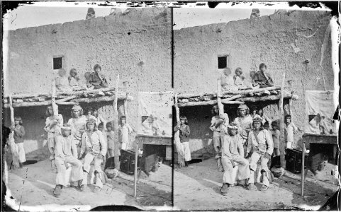 Group of Zuni Indians at their Pueblo or town, New Mexico, 1873 - NARA - 519775