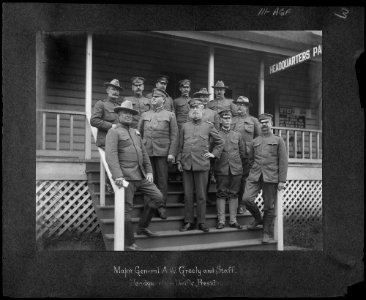 Group Portrait of Major General Adolphus W. Greely and Staff at the Presidio Following the San Francisco Earthquake - NARA - 524387