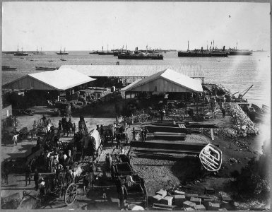 Harbor and Principal Wharf, U.S. Transports. Ponce, Porto Rico., 1899 - NARA - 530702 photo