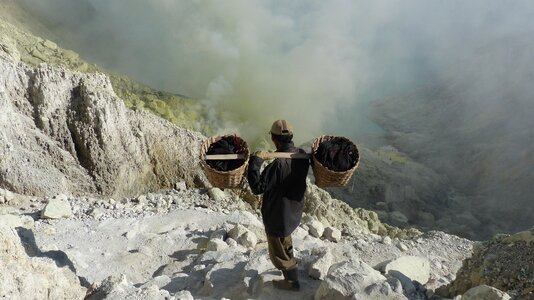 Volcano kawa ijen sulphur