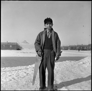 Heart Mountain Relocaction Center, Heart Mountain, Wyoming. Ray S. Hifumi, 43 year old father of th . . . - NARA - 539195