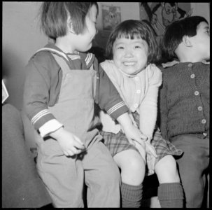 Heart Mountain Relocation Center, Heart Mountain, Wyoming. A beautiful little girl whose parents ar . . . - NARA - 539281