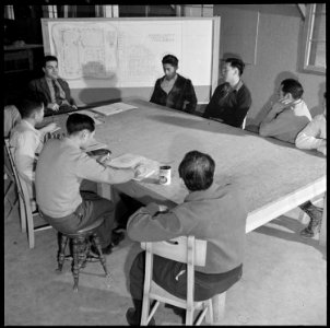 Heart Mountain Relocation Center, Heart Mountain, Wyoming. A meeting of the Center Planning Commiss . . . - NARA - 539256
