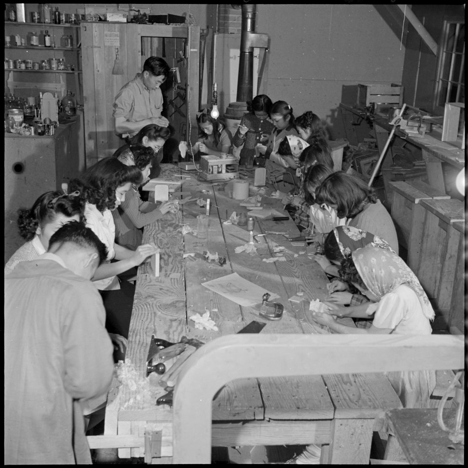 Heart Mountain Relocation Center, Heart Mountain, Wyoming. A class of early teen age students of Ja . . . - NARA - 539228