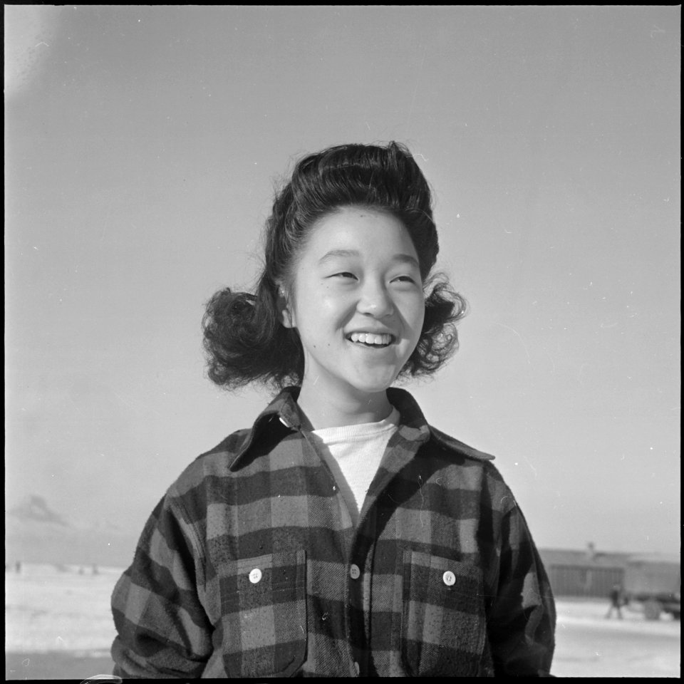 Heart Mountain Relocation Center, Heart Mountain, Wyoming. A typical young high school girl at the . . . - NARA - 539181