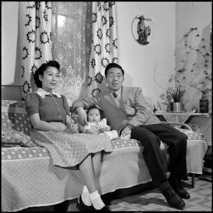 Heart Mountain Relocation Center, Heart Mountain, Wyoming. A typical Nisei family of Heart Mountain . . . - NARA - 539720