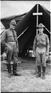 Headquarters of the American forces in Colonia Dublan, Mexico. General Pershing with his aide Lieutenant Collins., 1916 - NARA - 523008