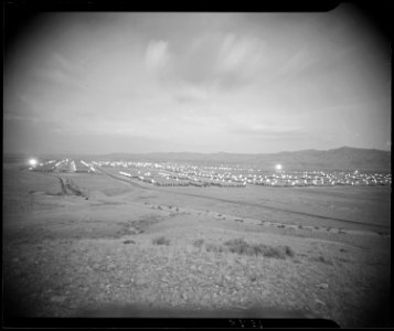 Heart Mountain Relocation Center, Heart Mountain, Wyoming. Evening falls over the Heart Mountain Re . . . - NARA - 538761
