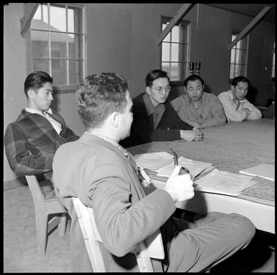 Heart Mountain Relocation Center, Heart Mountain, Wyoming. At a meeting of the Center Planning Comm . . . - NARA - 539254