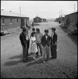 Heart Mountain Relocation Center, Heart Mountain, Wyoming. Heart Mountain high school campus scene. . . . - NARA - 537153