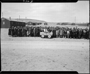 Heart Mountain Relocation Center, Heart Mountain, Wyoming. Funeral picture taken for Mr. J. Fukui. - NARA - 538792