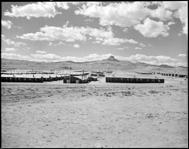 Heart Mountain Relocation Center, Heart Mountain, Wyoming. Looking west over the Heart Mountain Rel . . . - NARA - 538782