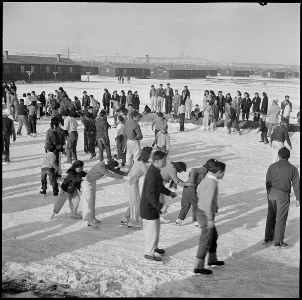 Heart Mountain Relocation Center, Heart Mountain, Wyoming. Residents of Japanese ancestry, at the H . . . - NARA - 539239